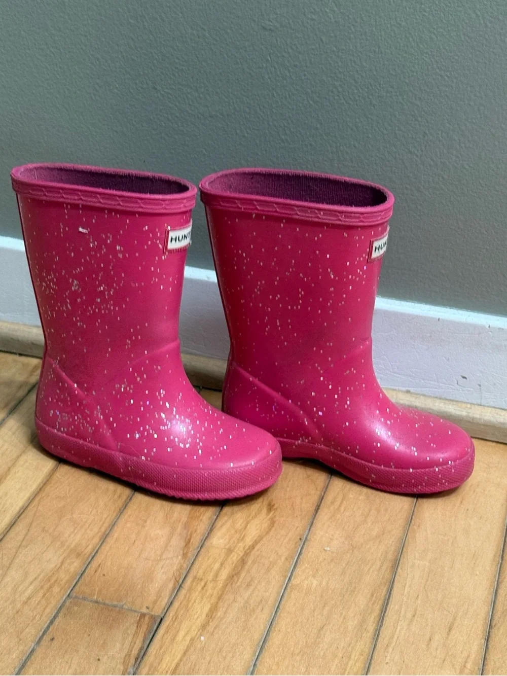 Hunter Kids Hot Pink Glitter Rain Boots
